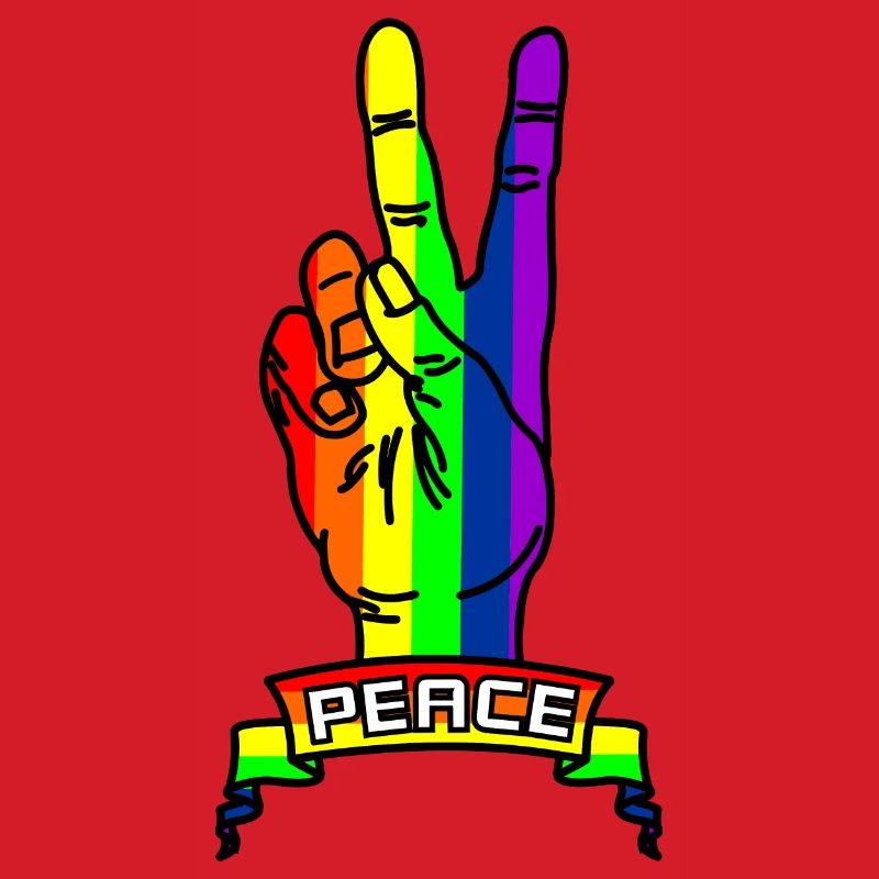 Regenbogen Friedenslogo Hand mit Friedenszeichen