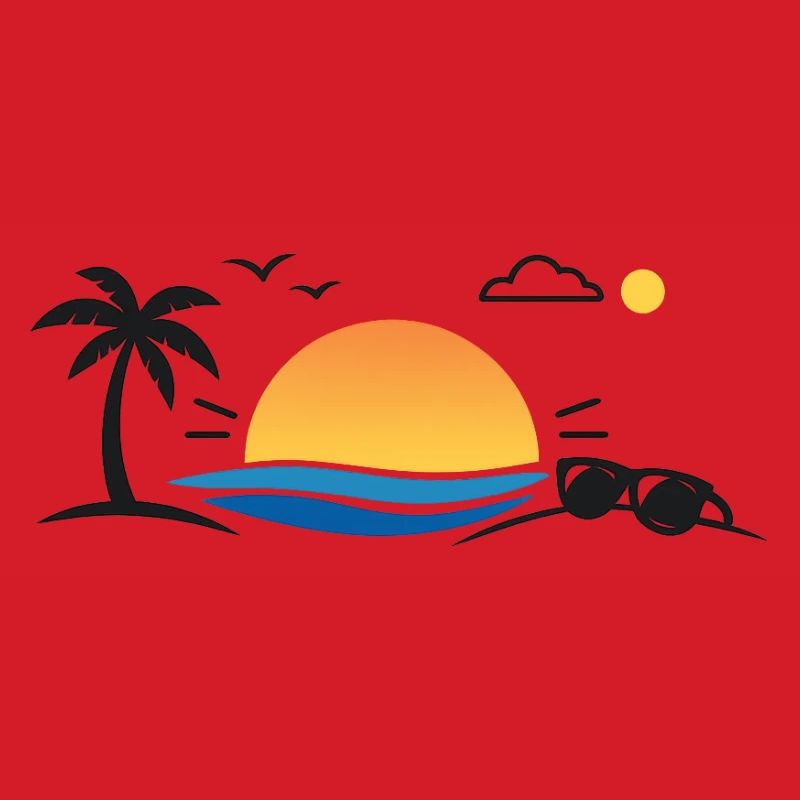 Sunset over palm tree beach