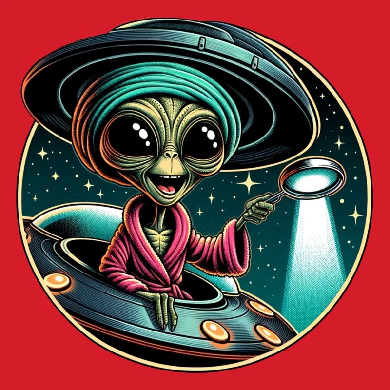 Alien detective in UFO light