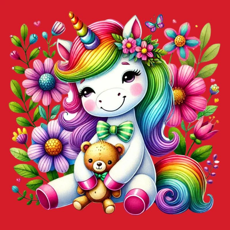 Regenbogen Einhorn Blumentraum