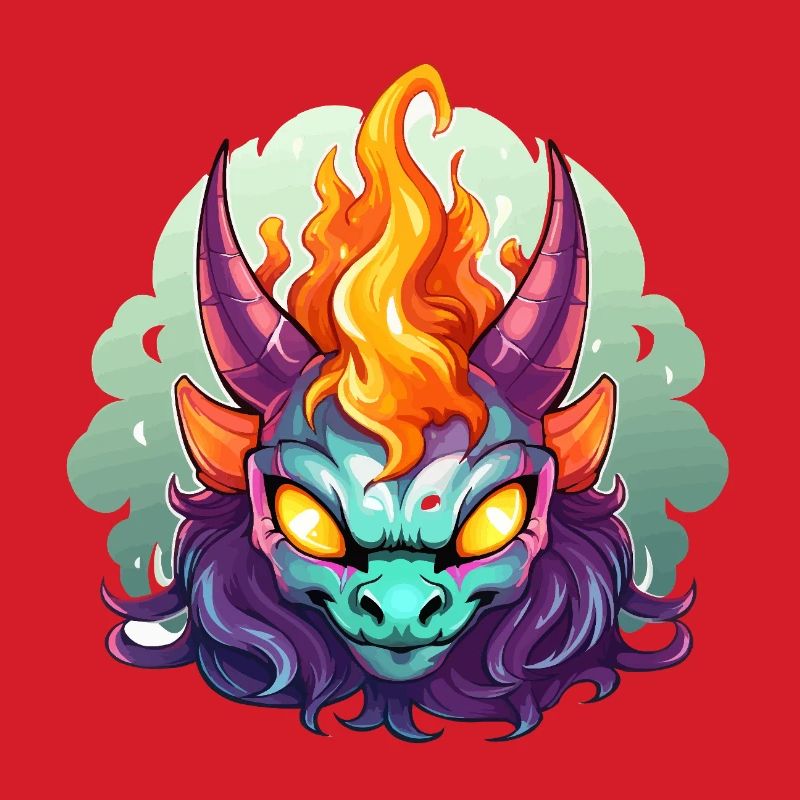 Flame Head Demon Face