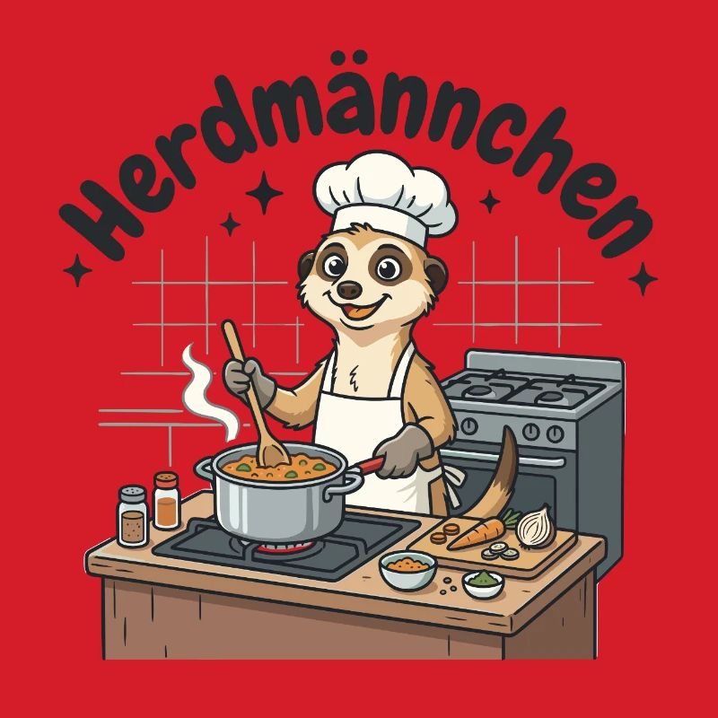 Herdmännchen Koch Erdmännchen am Herd 