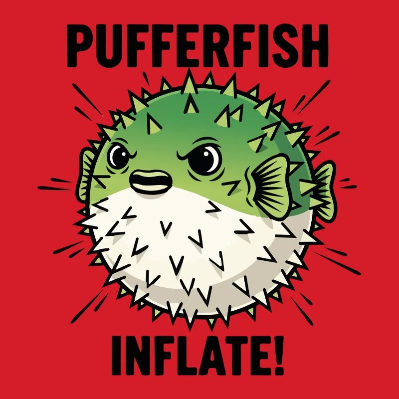 Globe Fish Danger Inflate Black Pufferfish