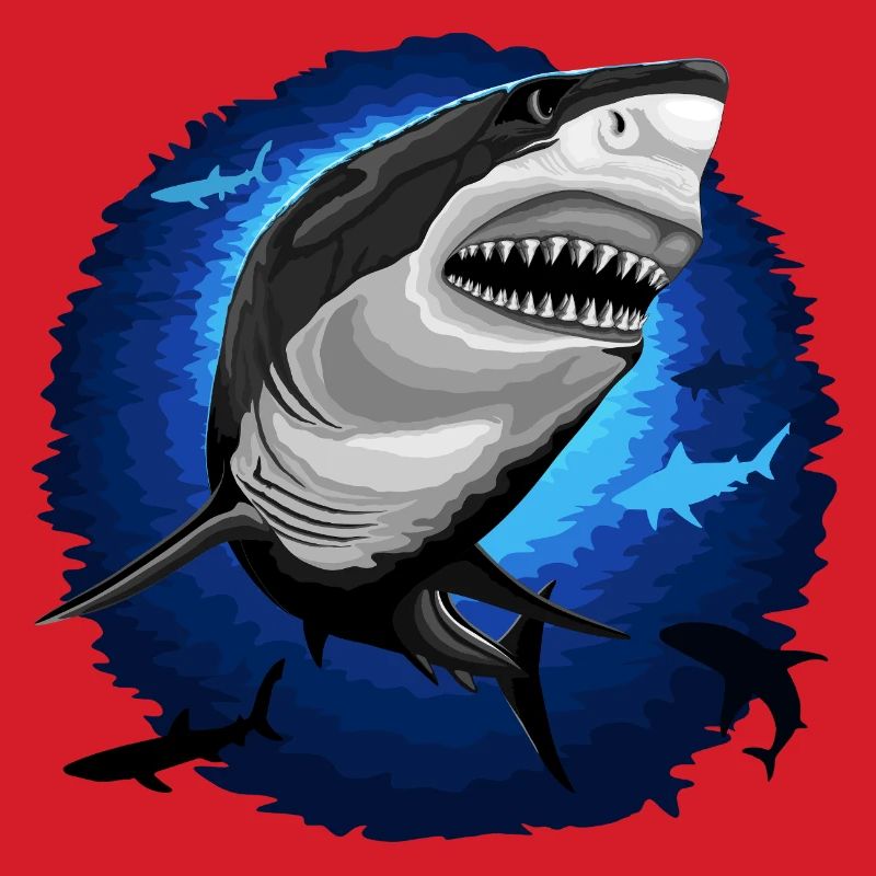 Shark Attack jaws on Deep Blue Ocean