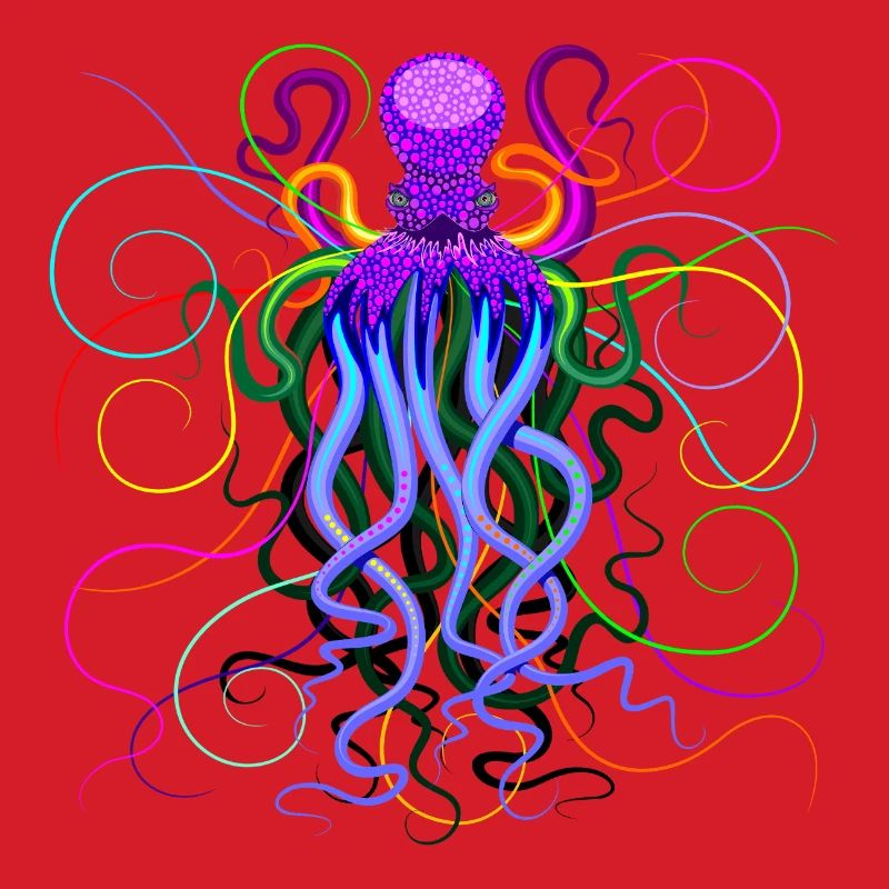 Creature psychédélique psychédélique des profondeurs de l’océan Octopus