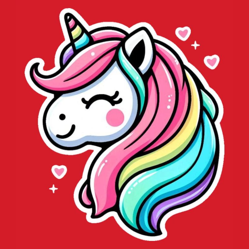 Einhorn Comic Regenbogen Herzen