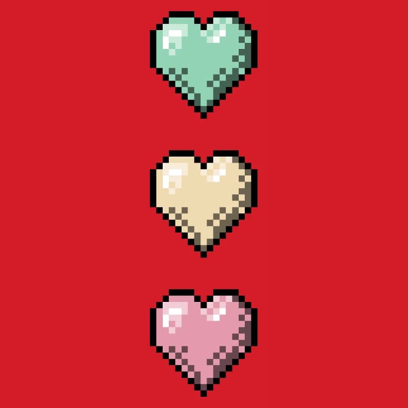 Retro Pixel Art Hearts Stack
