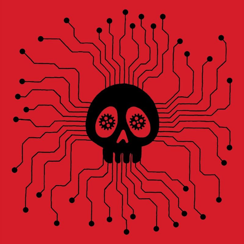 Black microprocessor skull