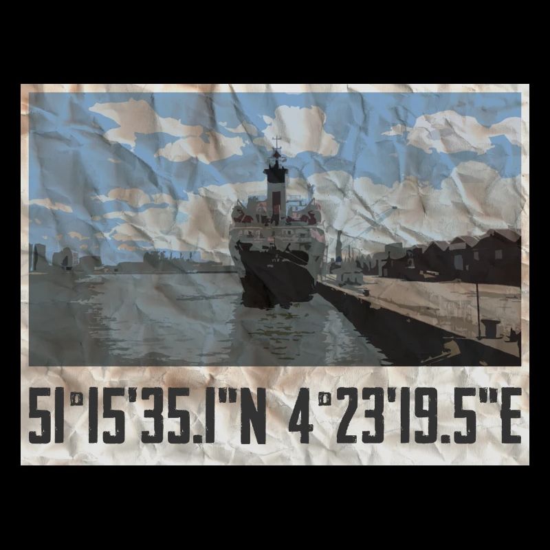 Conception du port d’Anvers avec coordonnées géographiques