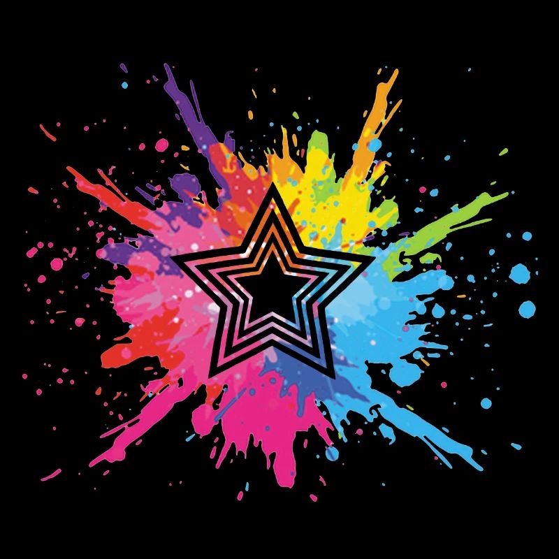 Black star and multicolored explosion