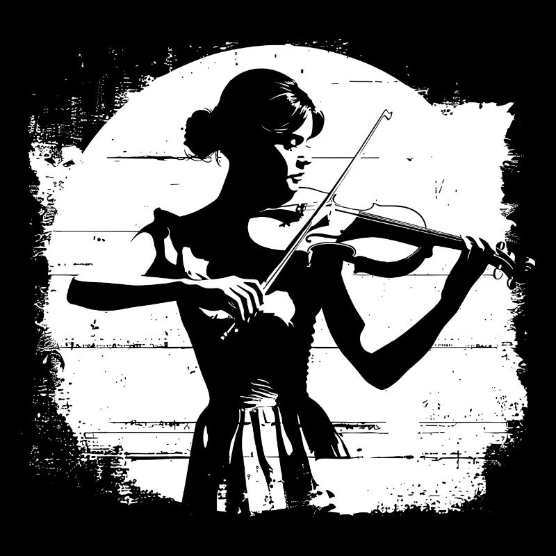 Violins Woman Drawing
