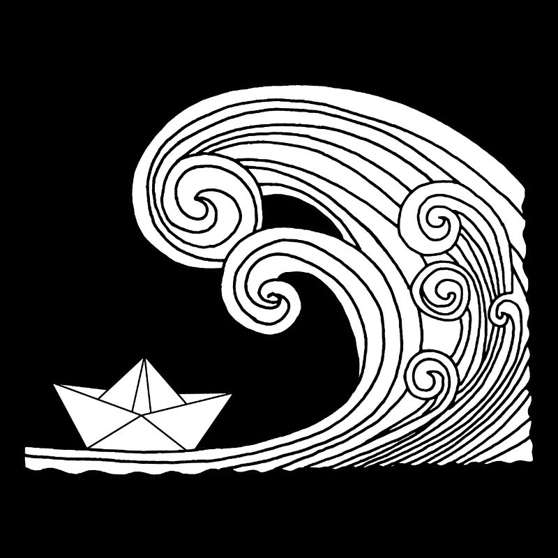 Bateau en papier et océan blanc