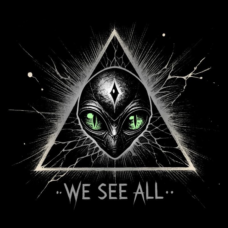 Alien Triangle We See All Cosmic Symbol Tee