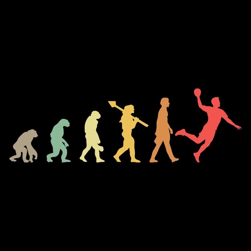 Handball Evolution Handballer Entwicklung Retro