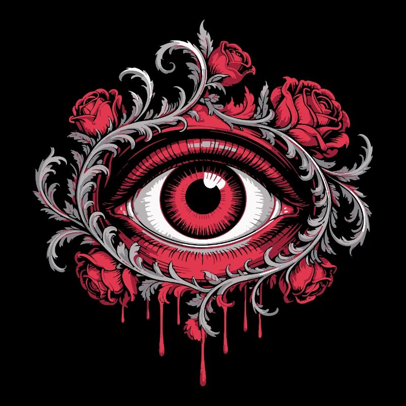 Eye with Thorn Roses - Roses Gothic Emblem