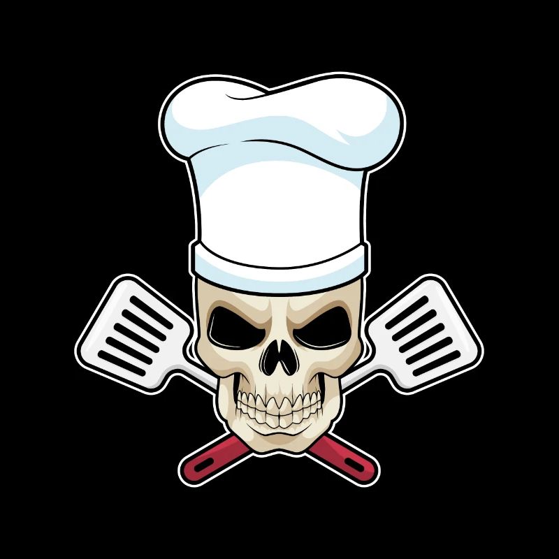 Tête de mort comme cuisinier avec bonnet de cuisinier