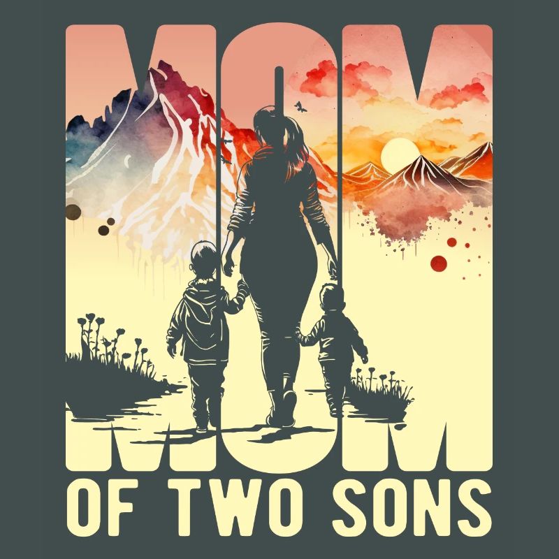 Mutter mit zwei Söhnen Muttertag Berge Mama Kind