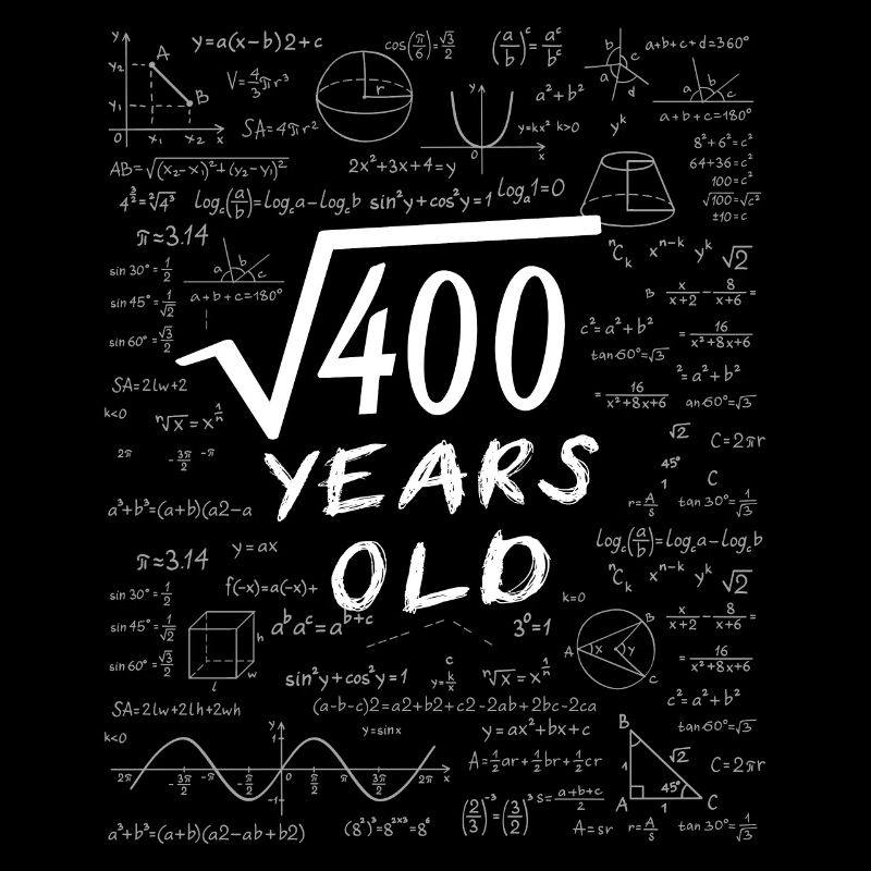 20th Anniversary 20 years Square root of 400 math