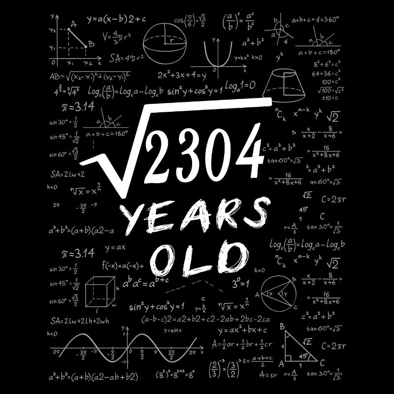 48th Birthday 48 years Square root of 2304 math
