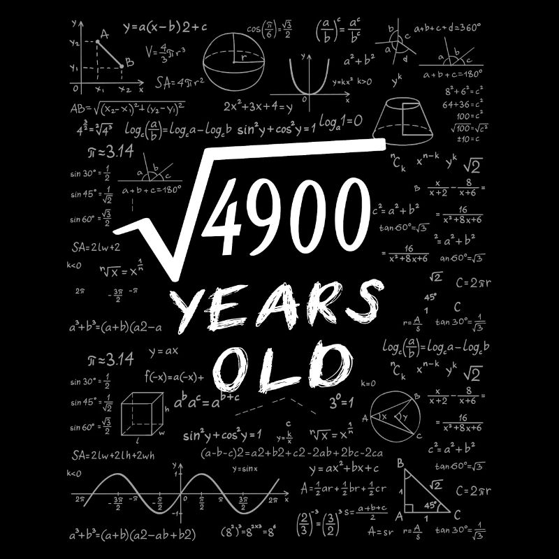 70th Birthday 70 years Square root of 4900 math