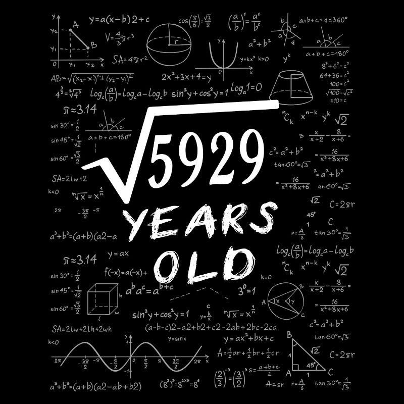 77th Birthday 77 years Square root of 5929 math