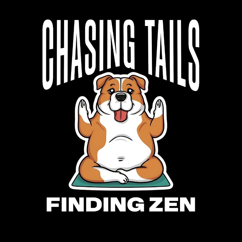 yoga bulldoge spruch chasing tails finding zen