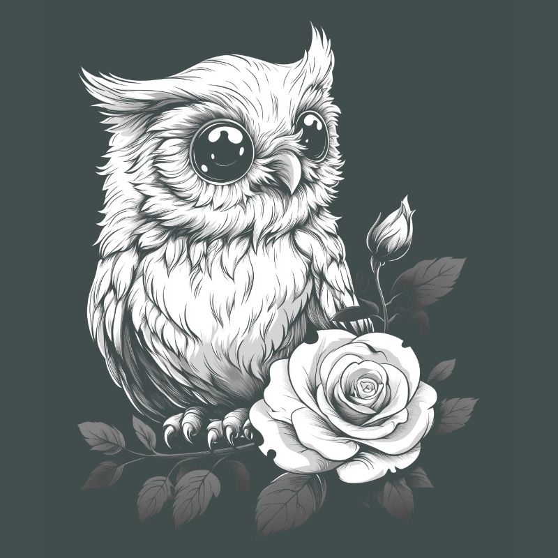 Nachteule Rose Blumen Ästhetik Eule Vogel Geschenk