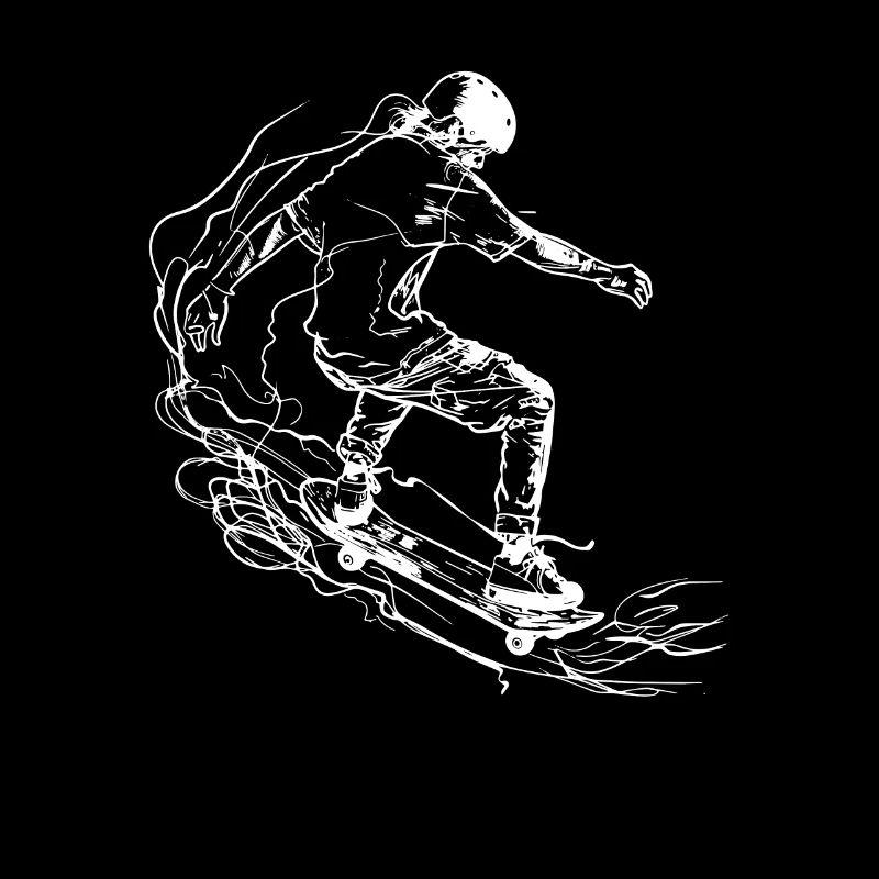 Skateboarder Line Art