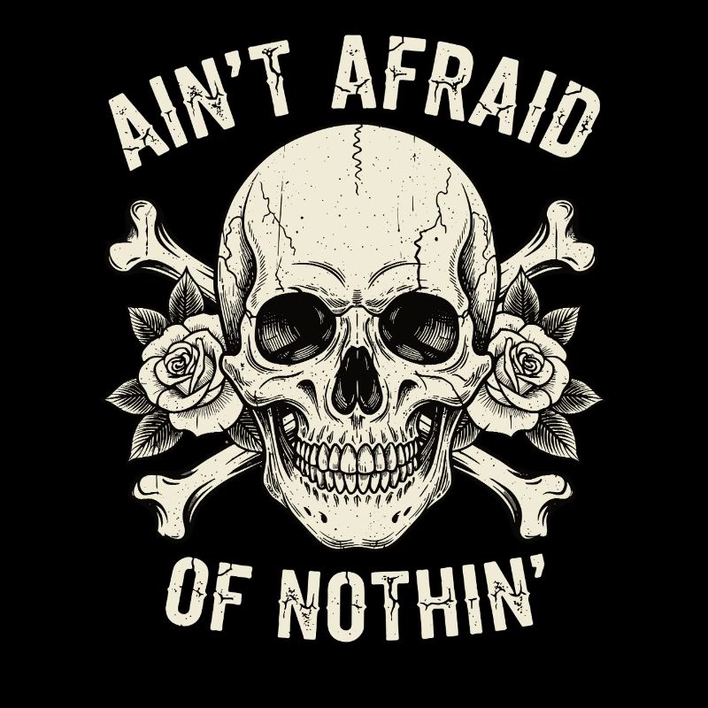 Skull mit Rosen und Slogans
