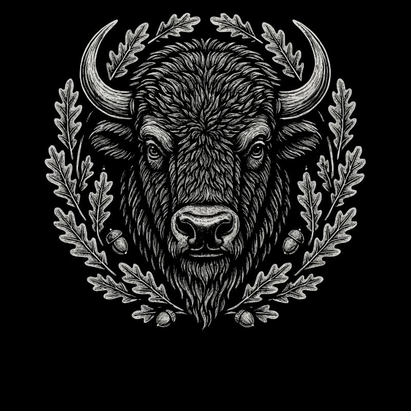 Europäischer Bison mit Eichenkranz Kunst