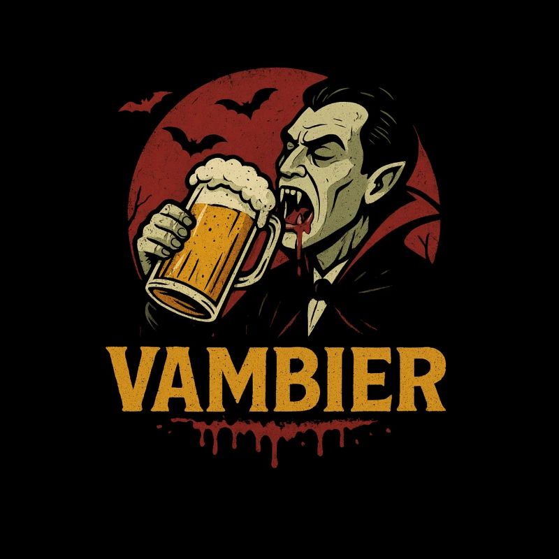 Vampire Drinks Beer Retro Logo