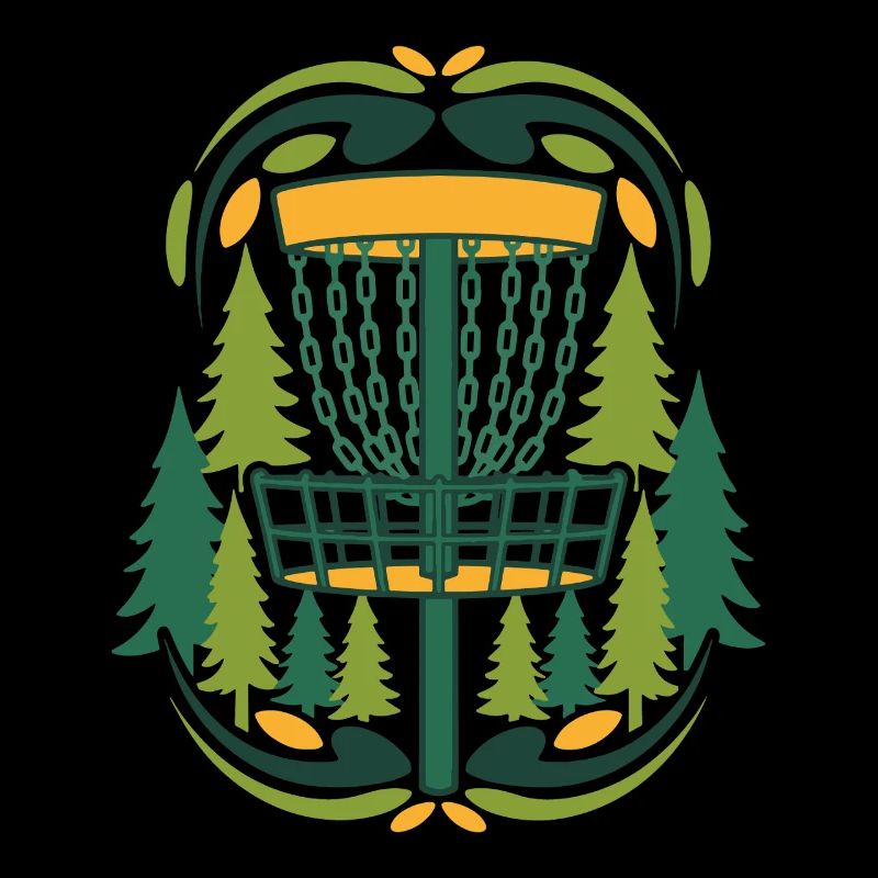 Forest Disc Golf Basket Flying Disc Scene