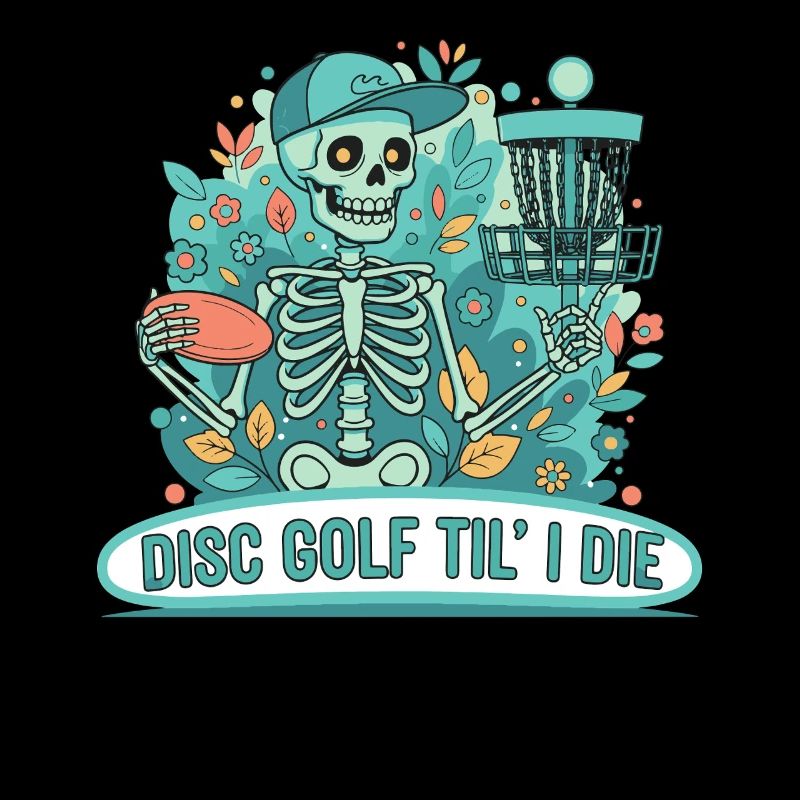 Disc Golf Til I Die Skeleton Funny Disc Golfer