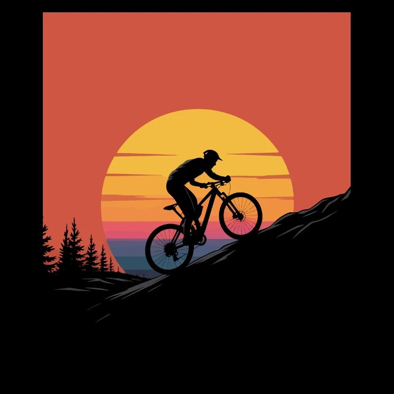 Mountain Biker Sunset Silhouette