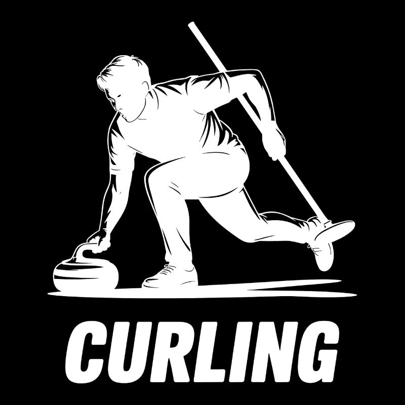 Curling Man Athlete Action Silhouette