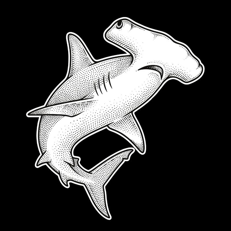 Hammerhead Shark Dot Illustration