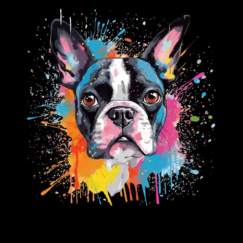 Portrait éclaboussé du Boston Terrier