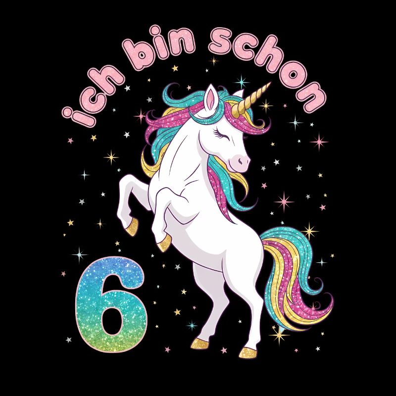 6. Geburtstag Einhorn Mädchen Ich bin schon 6