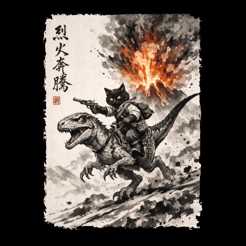 Katze, Dinosaurier, Vulkan, Vulkanausbruch, Anime