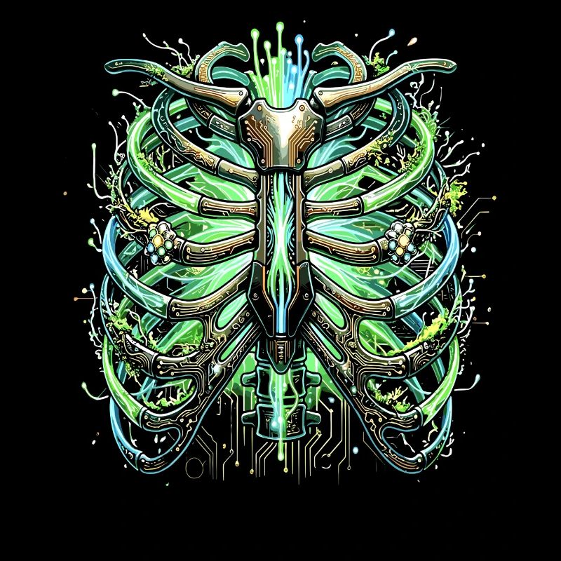 Cyber Brustkorb Skelett Sci-Fi Illustration