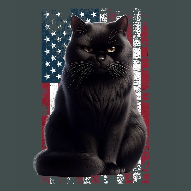 Grumpy Black Cat US Schwarze Katze