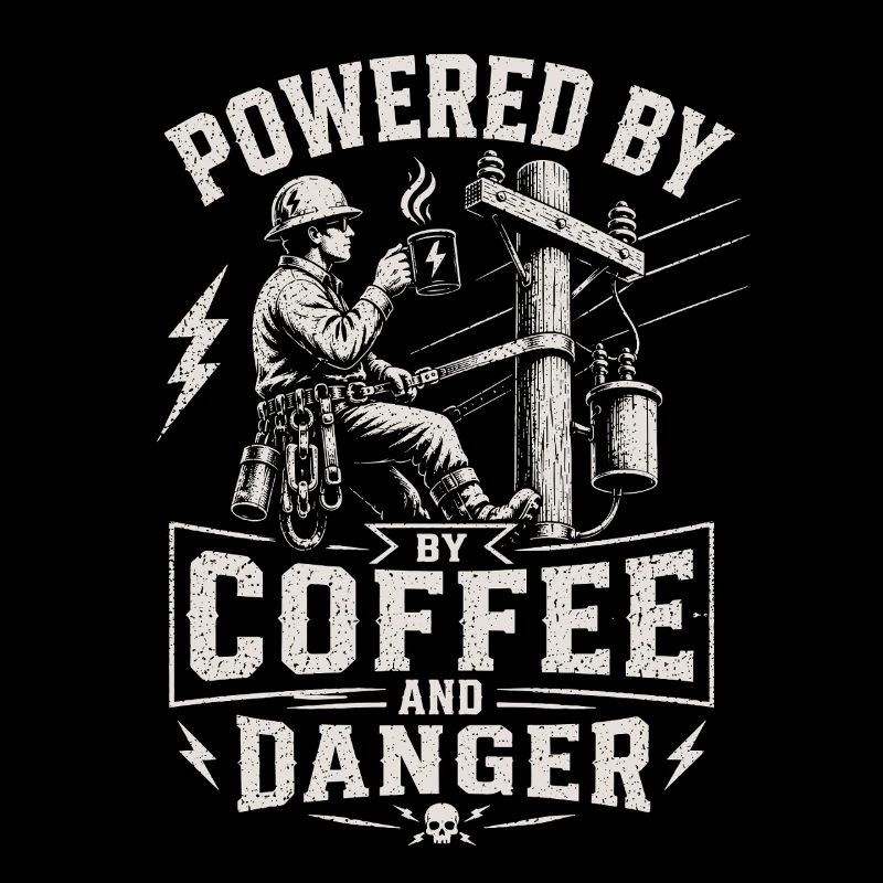 Stromleitungsmonteur Durch Kaffee Und Gefahr