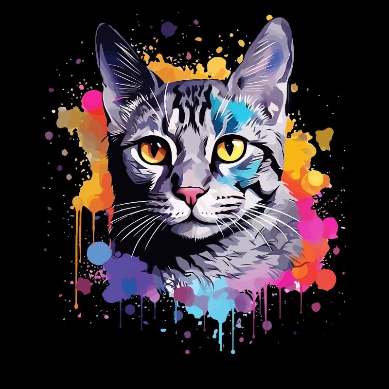 Art éclaboussuré coloré de chat Mau égyptien