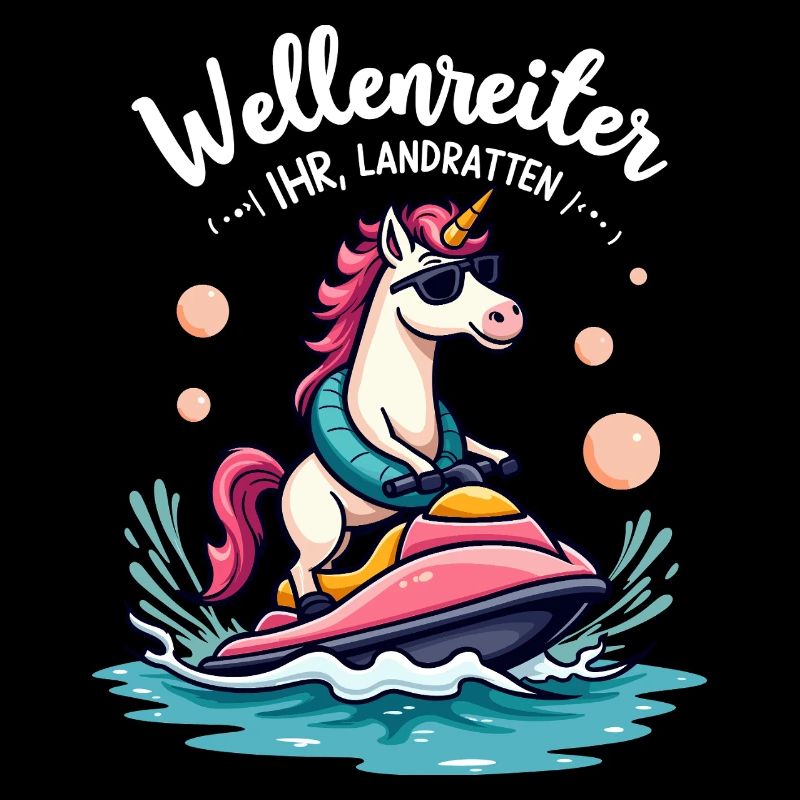 Cavalier de vague licorne rose