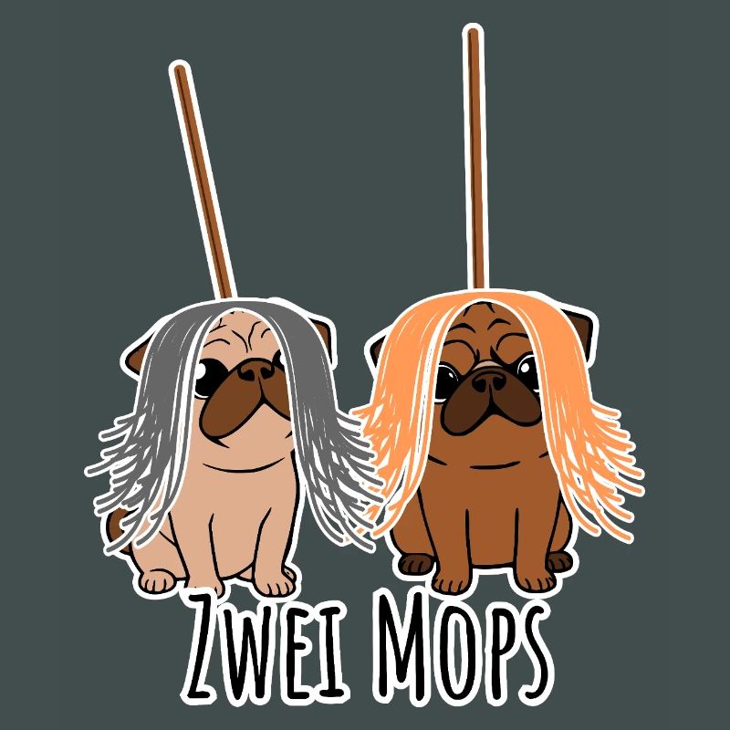 Zwei Mops - Hunde oder Putzgeräte? Hunde Humor?