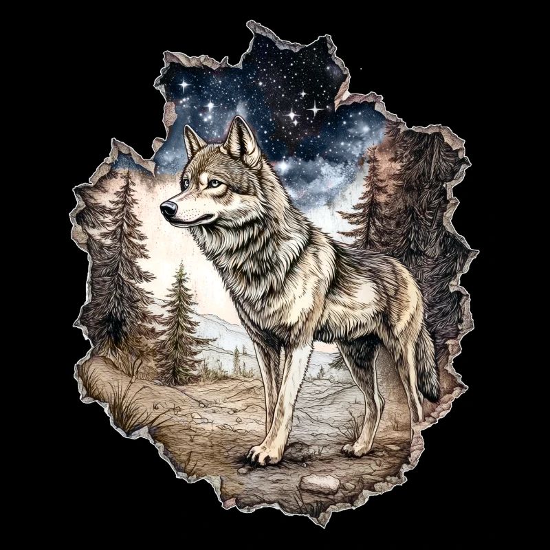 Wolf Starry Sky