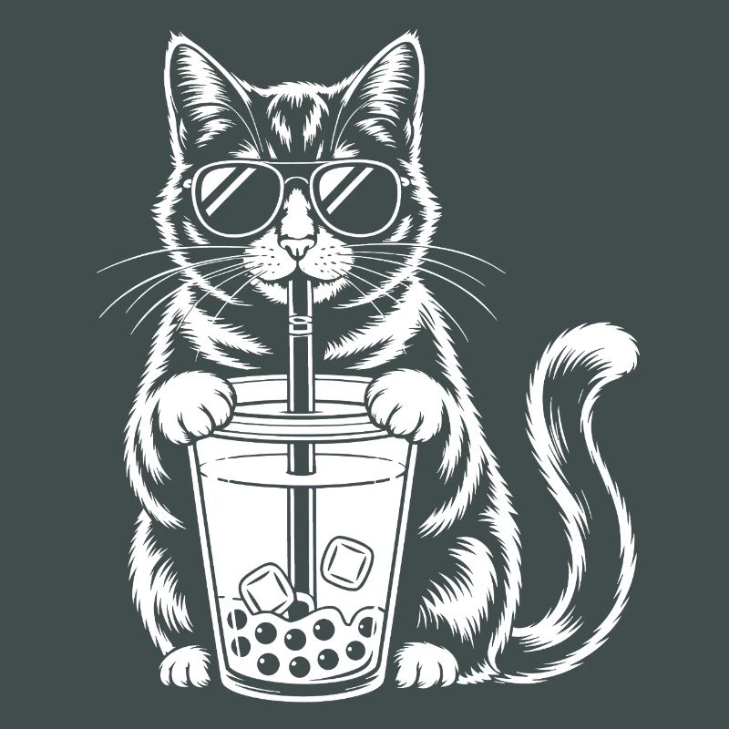 Katze mit Bubble Tee
