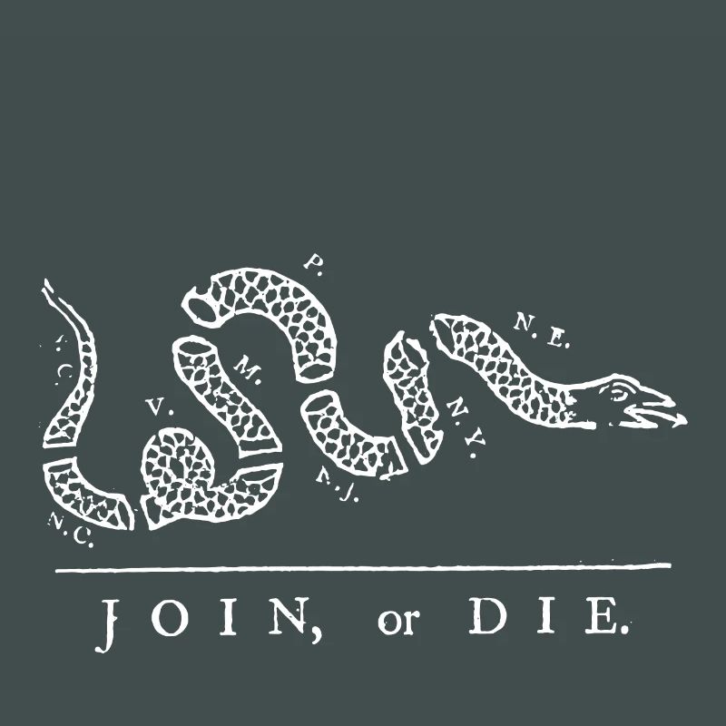 Gadsden alte Flagge beitreten oder die franklinwhite