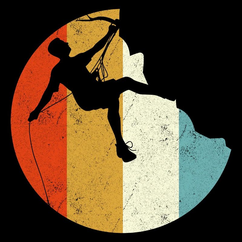 Climber Silhouette on Rainbow Gradient Globe