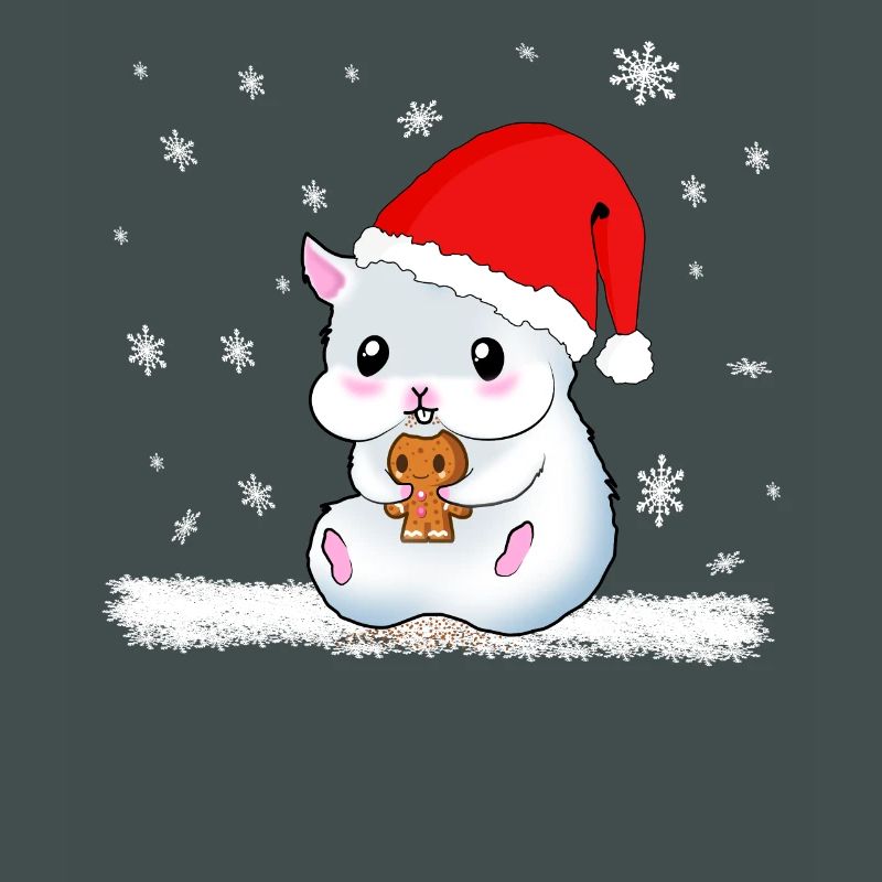 A Sweet Hamster Eats A Cookie While It Snows